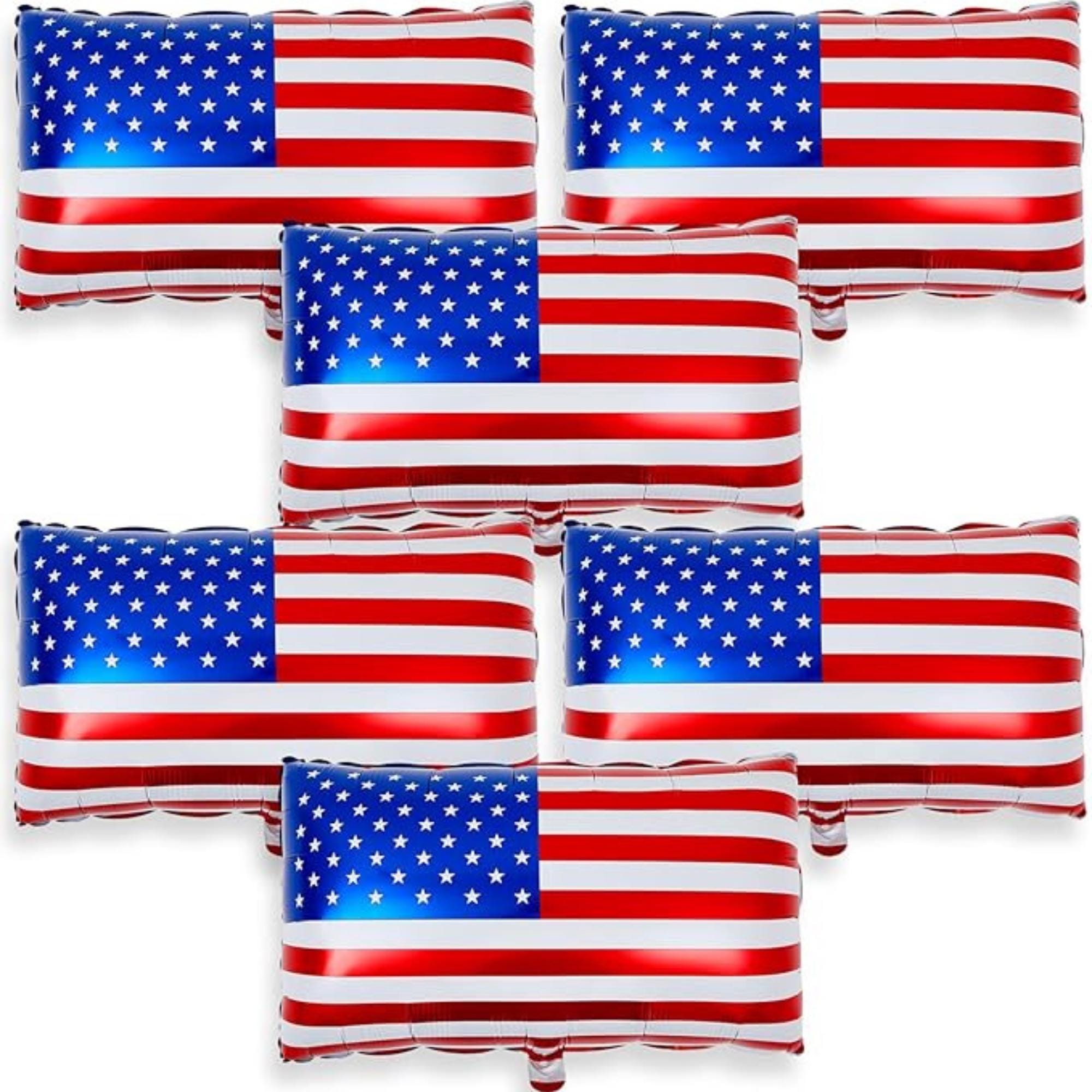 6 Pcs American Flag Foil Balloons 27x18 Inch Patriotic Party Décor