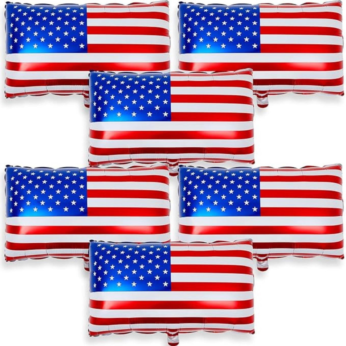 6 Pcs American Flag Foil Balloons 27x18 Inch Patriotic Party Décor