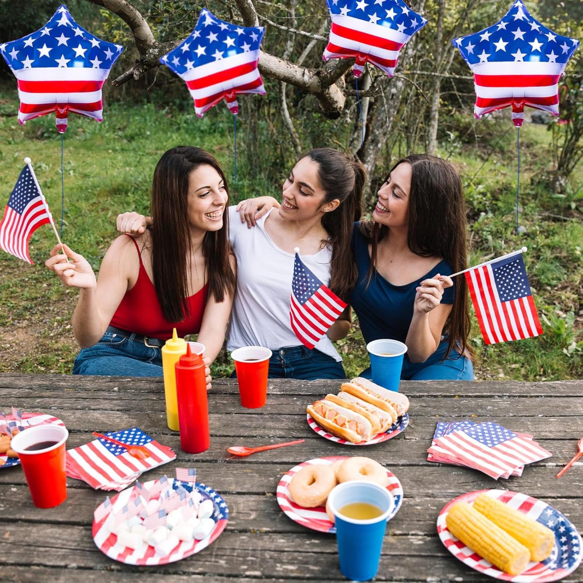 10 Pcs American Flag Star Foil Balloons 18 Inch Patriotic Party Décor
