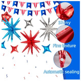 18 Pcs Patriotic Starburst Foil Balloons Red White Blue Party Decor