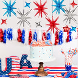 18 Pcs Patriotic Starburst Foil Balloons Red White Blue Party Decor