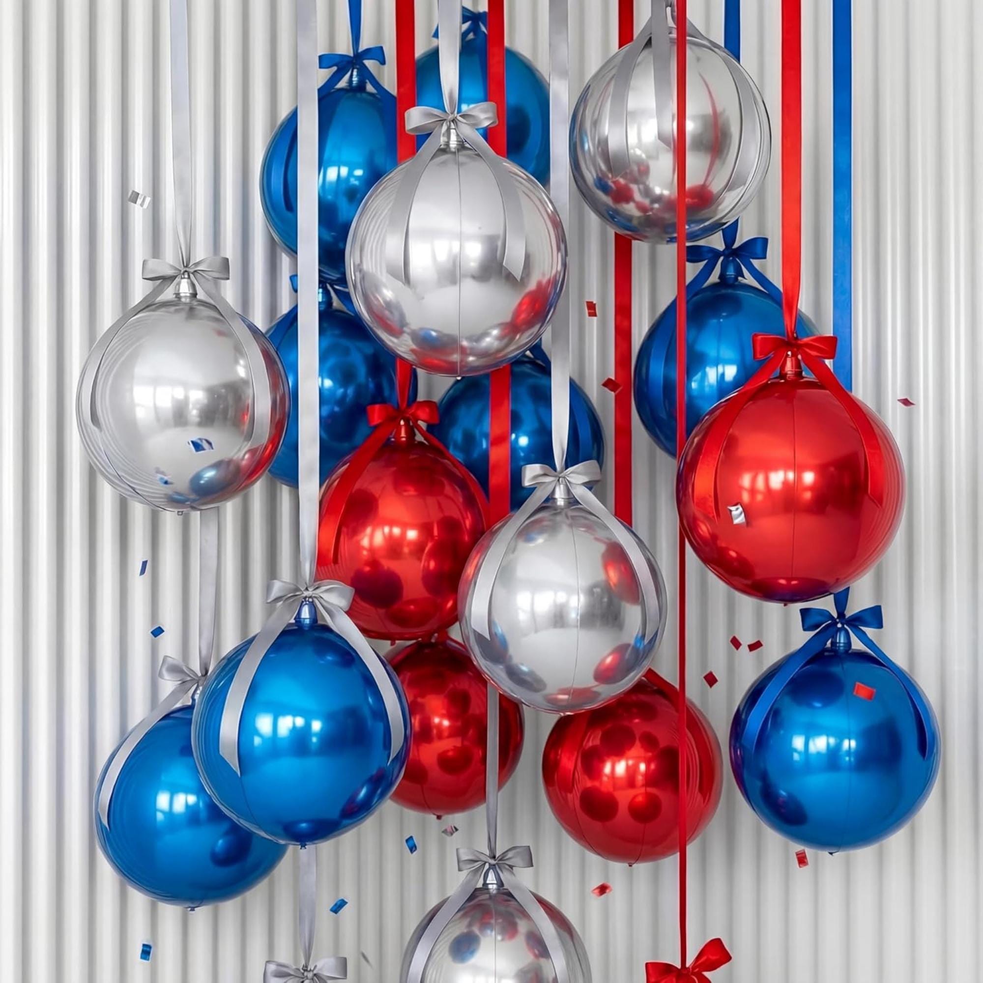 20 Pcs 22 Inch Metallic Foil Balloons Red Blue Silver Party Decor