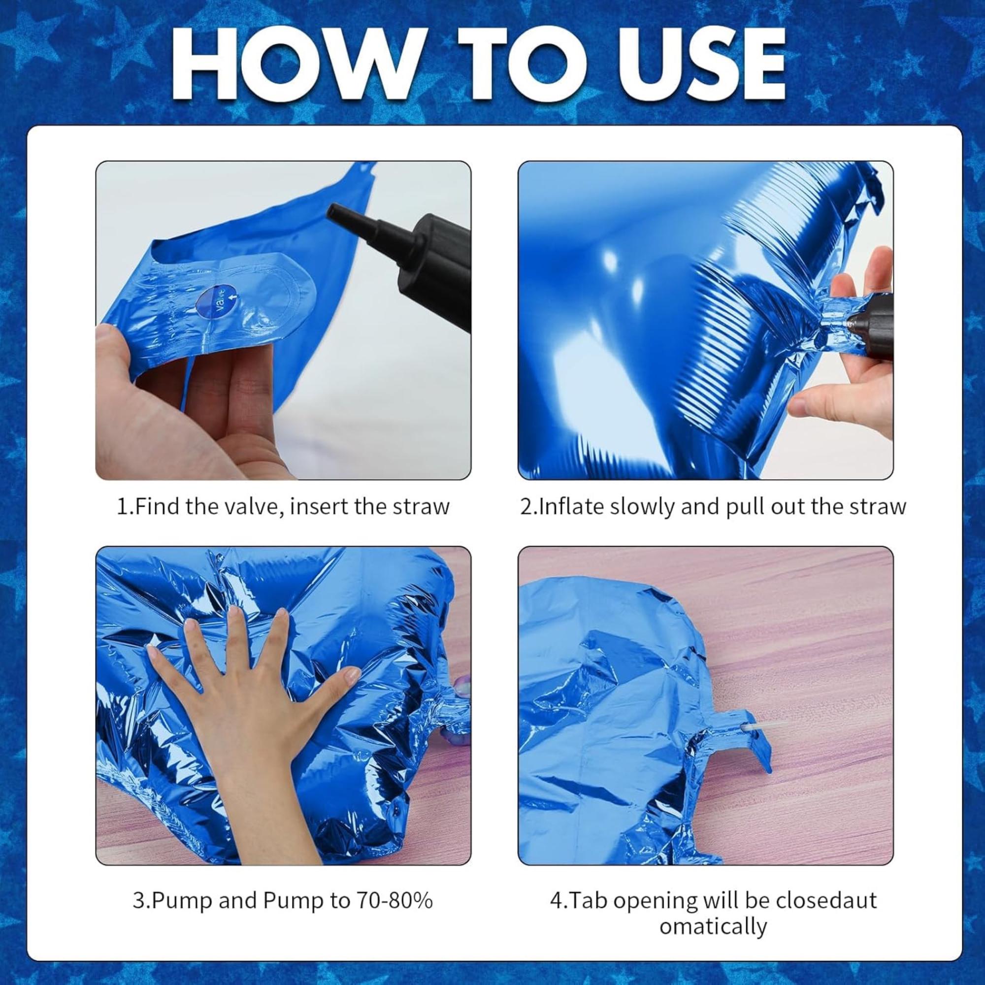 10 Pcs Star Foil Balloons 18 Inch Red Blue Silver Party Décor