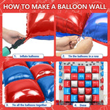 37 Pcs Patriotic Balloon Wall Kit Red White Blue Flag Star Décor
