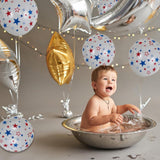 50 Pcs Printed Star Latex Balloons Red Blue White Patriotic Decor