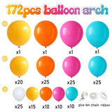 Tropical Balloon Arch Garland Kit: Hot Pink, Yellow, Orange, Blue for Luau Party