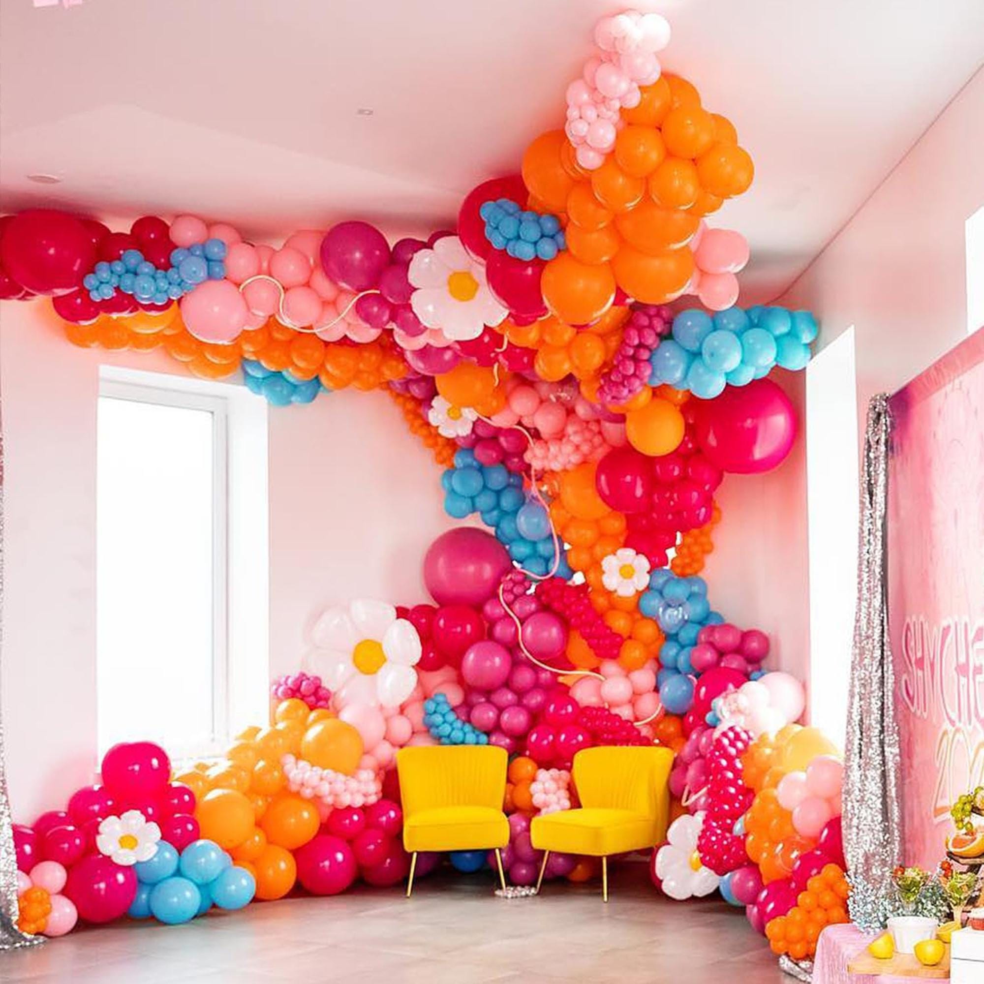 Tropical Balloon Arch Garland Kit: Hot Pink, Yellow, Orange, Blue for Luau Party