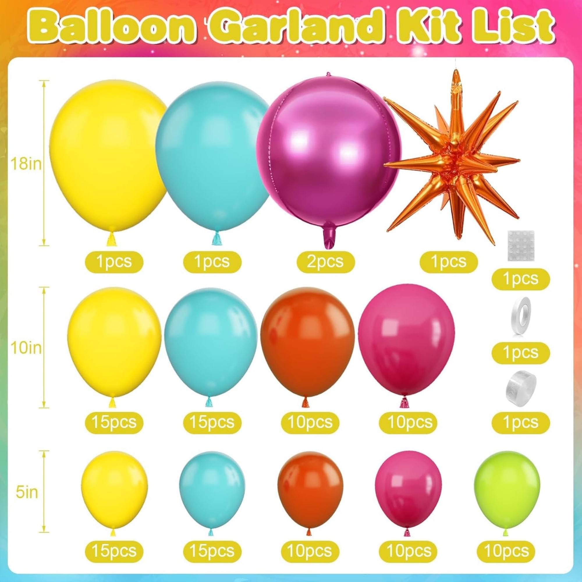 Tropical Balloon Arch Garland Kit Hot Pink Teal Blue Green Orange Balloons Birthday