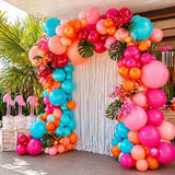 Double Stuffed Balloon Garland Kit: Teal, Orange, Pink, Peach, Burgundy Arch