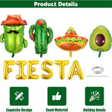 Mexican Fiesta Foil Balloons: Taco, Cactus, Avocado, Sombrero Party Decorations