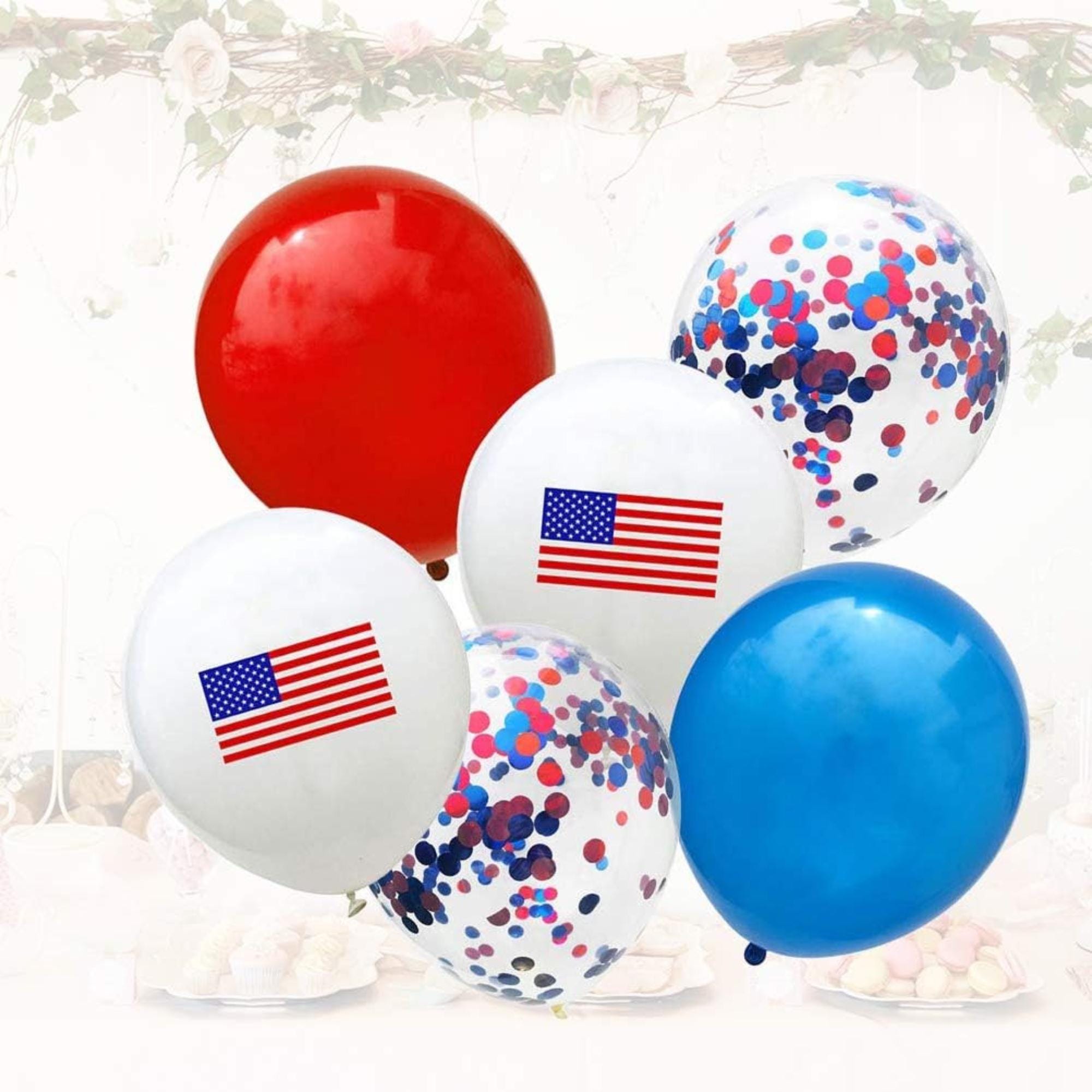 25 Pcs Patriotic Latex Confetti Balloons 4th of July Party Decor