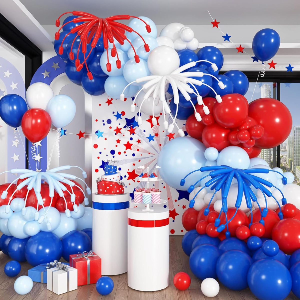 Red White Blue Balloon Arch Kit 12 Inch Patriotic Garland Decor