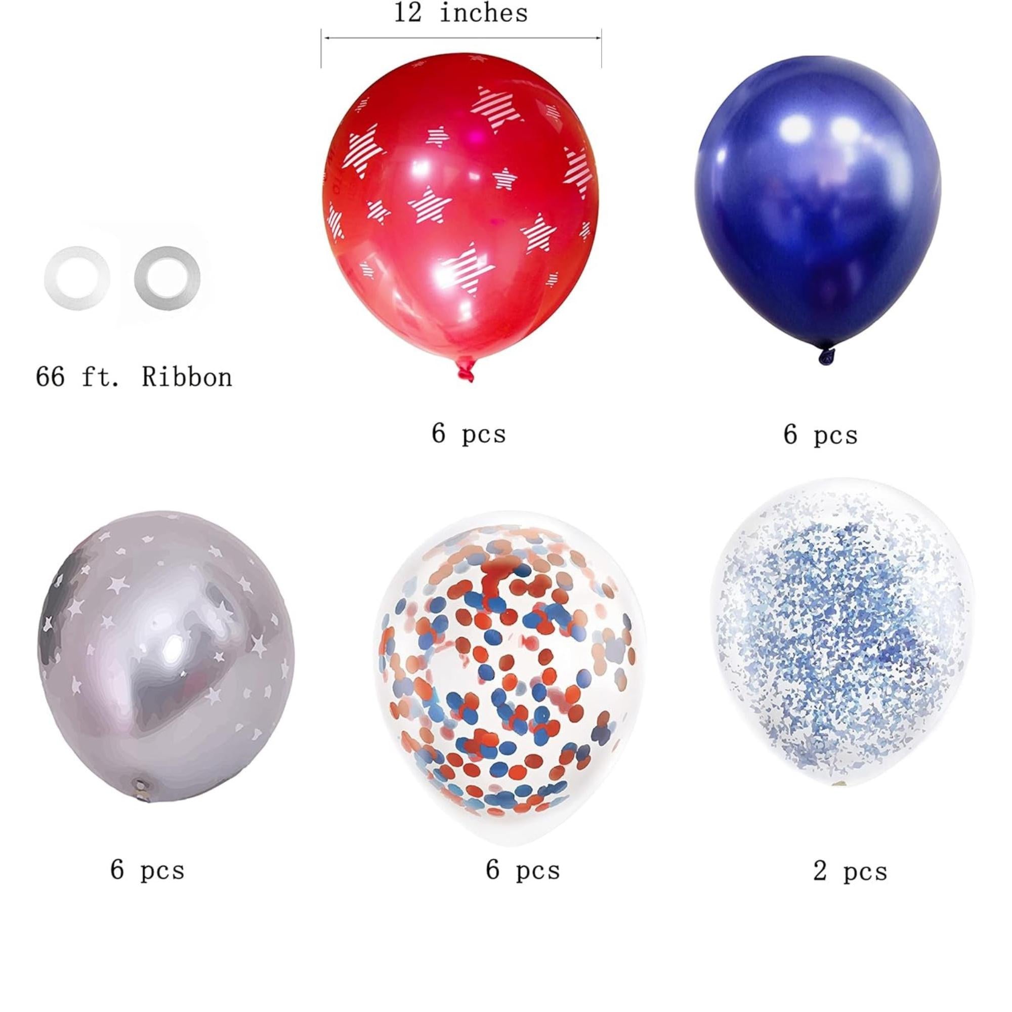 Red Blue White Patriotic Balloon Arch Kit Independence Day Party Decor