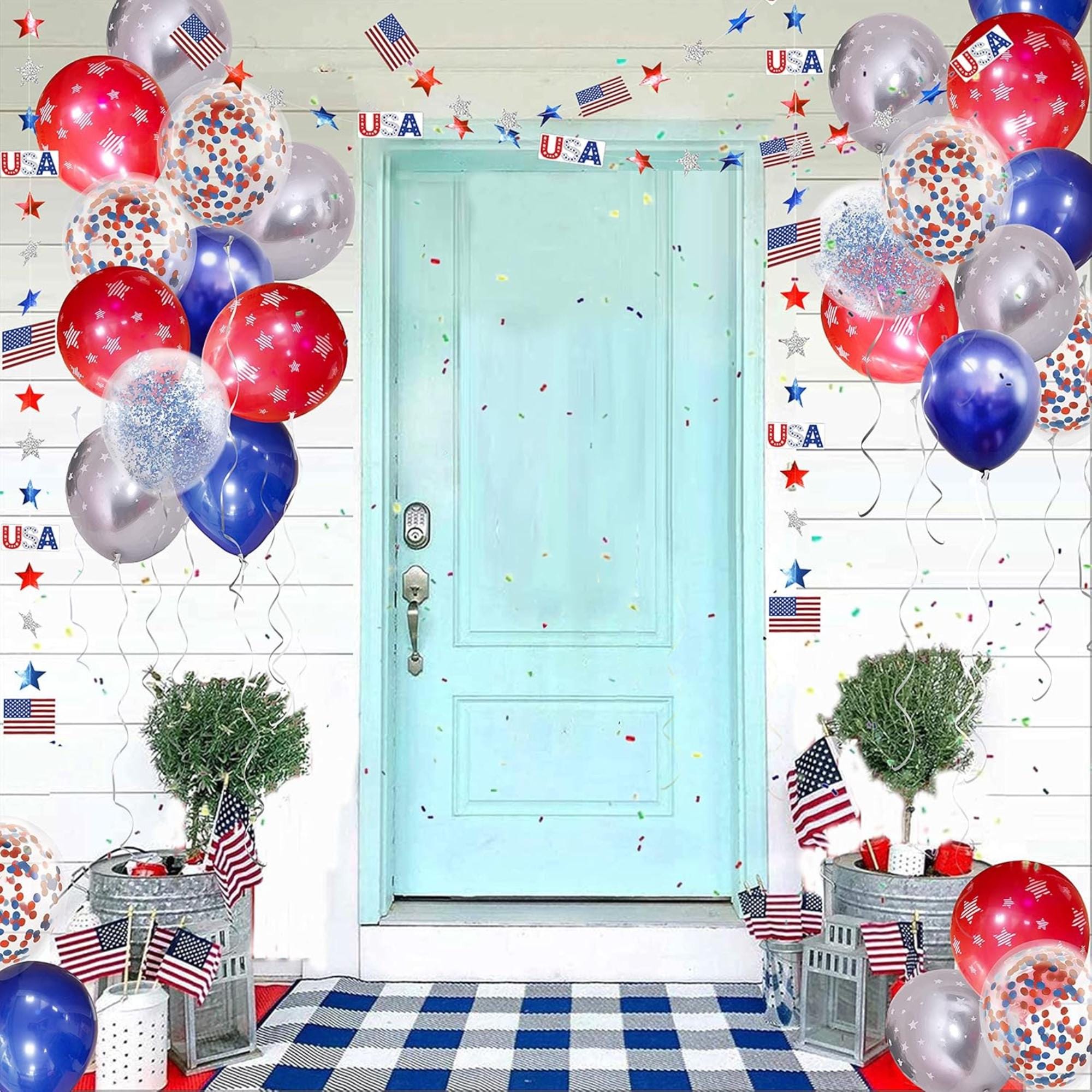 Red Blue White Patriotic Balloon Arch Kit Independence Day Party Decor