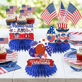 12 Pcs Memorial Day Honeycomb Centerpieces 3D Patriotic Table Decor