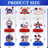 9 Pcs Patriotic Honeycomb Centerpieces American Flag 3D Table Décor