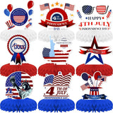 9 Pcs Patriotic Honeycomb Centerpieces American Flag 3D Table Décor