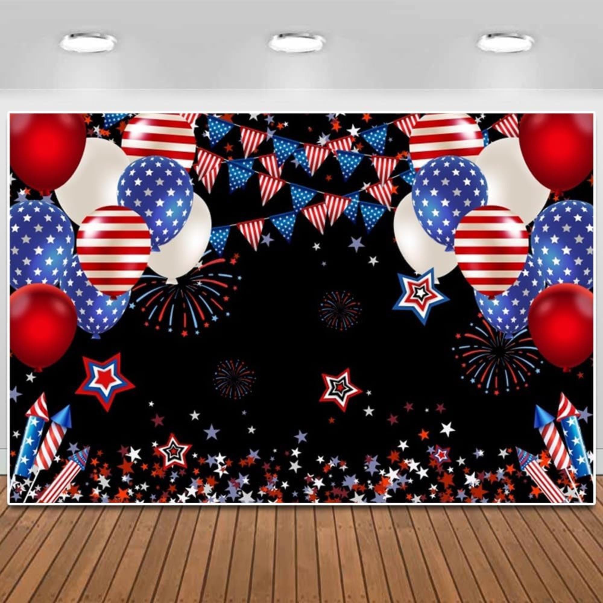 4th of July Patriotic Photo Backdrop 7x5ft American Flag Banner