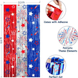 2 Pack Patriotic Foil Fringe Curtains Red White Blue Backdrop