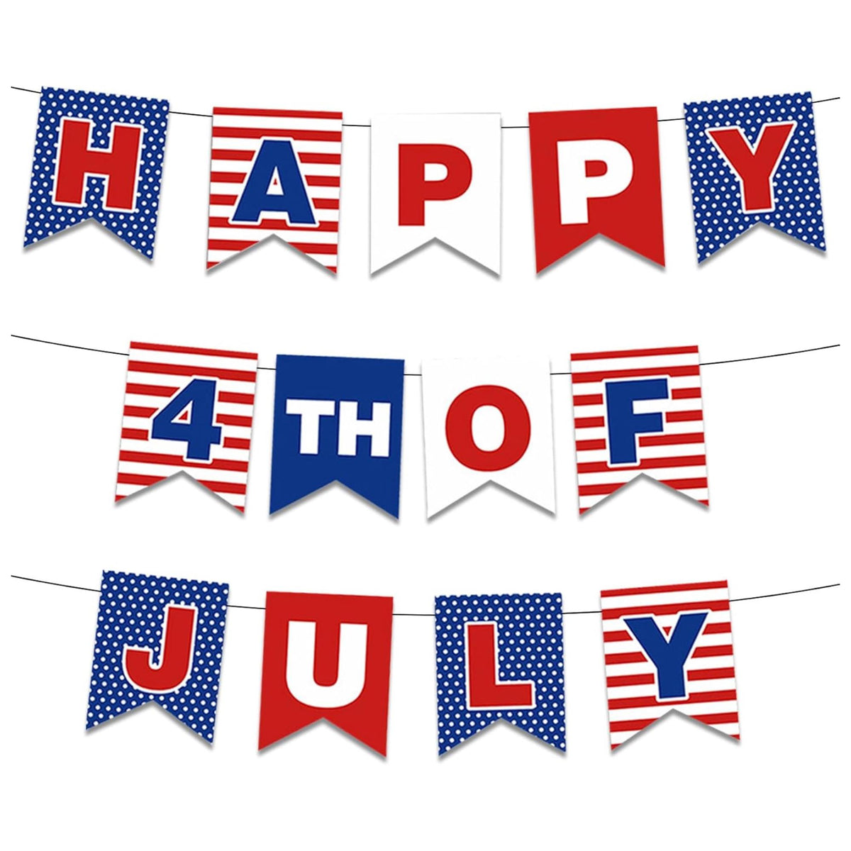 Red White Blue Patriotic Banner Garland USA Flag Bunting Decor