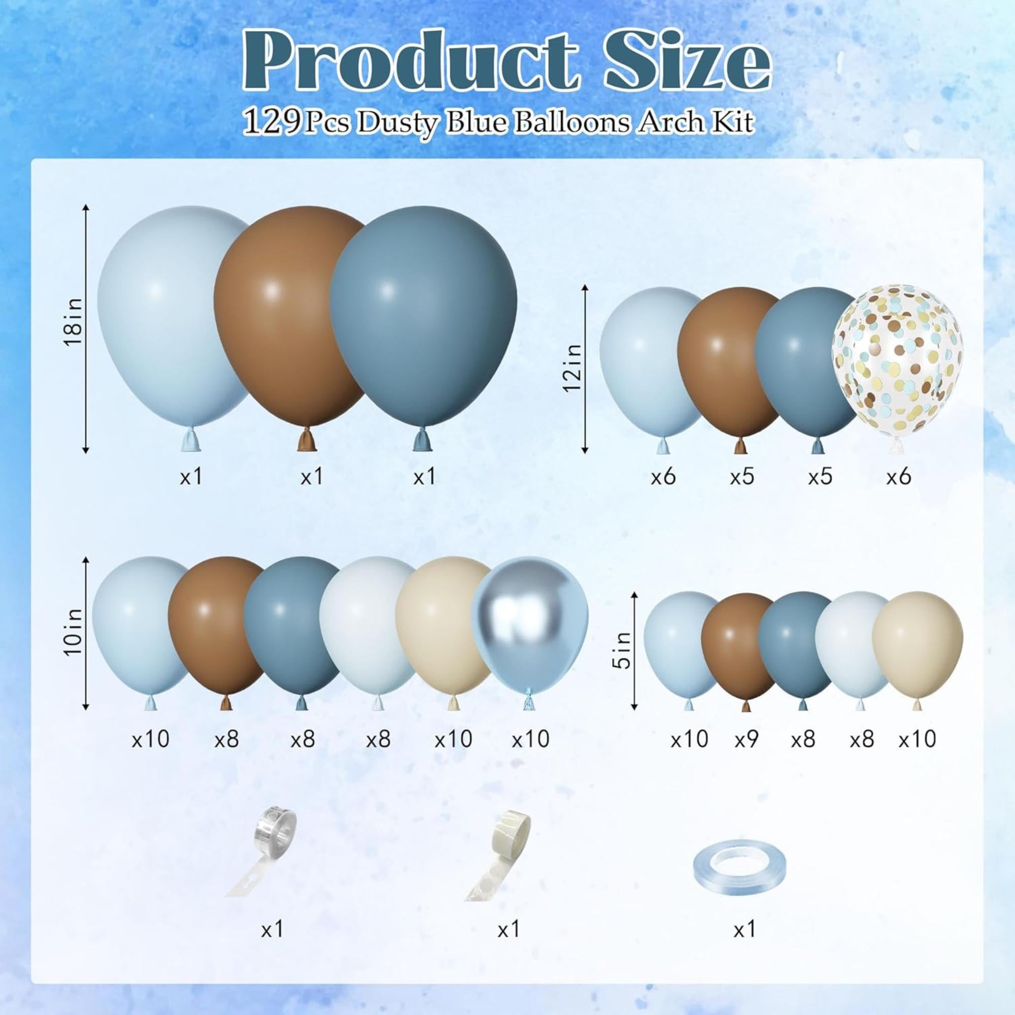 Dusty Blue Brown Balloon Arch Kit Pastel Garland Baby Shower Decor