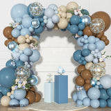 Dusty Blue Brown Balloon Arch Kit Pastel Garland Baby Shower Decor