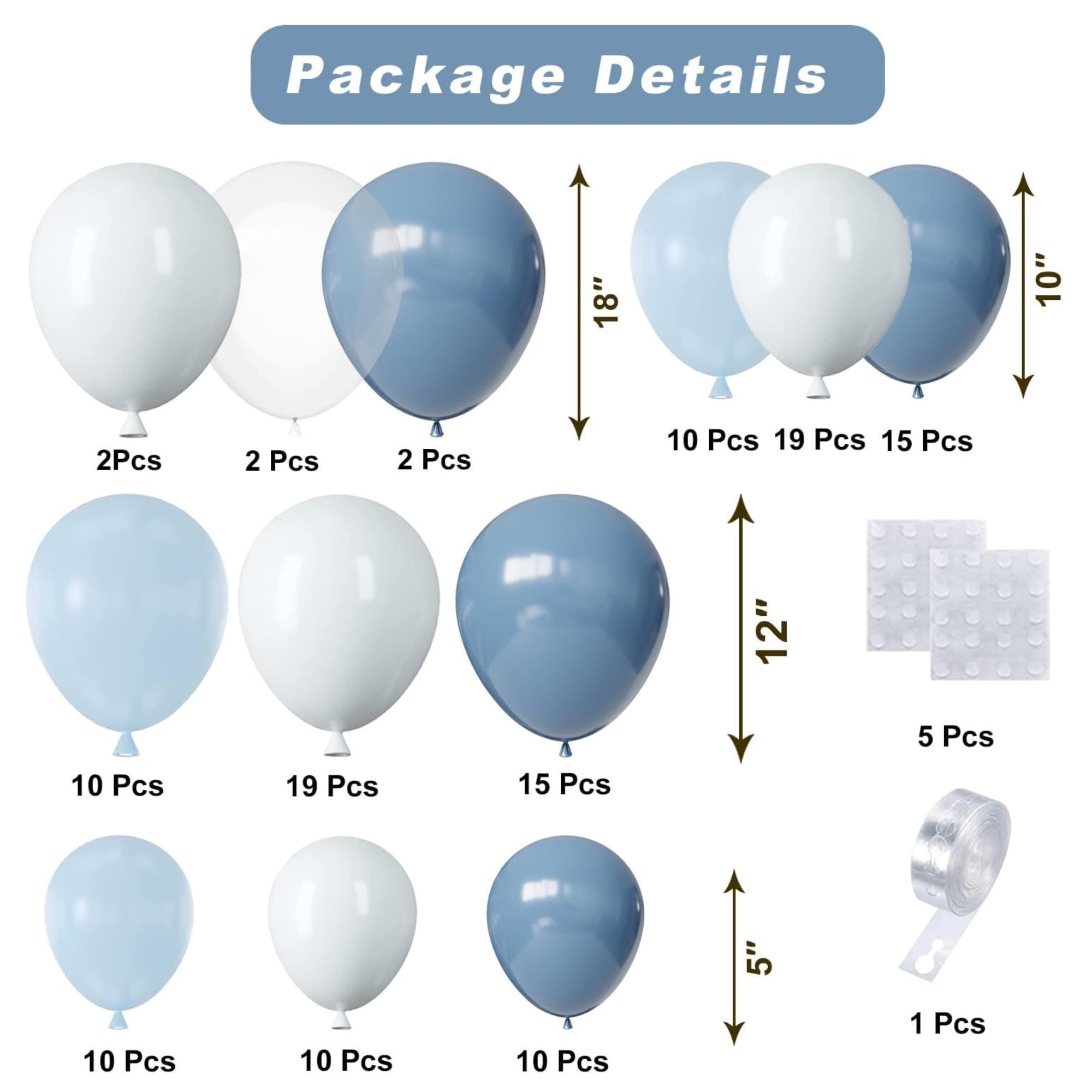 124 Pcs Dusty Blue White Balloon Arch Kit Transparent Garland Decor