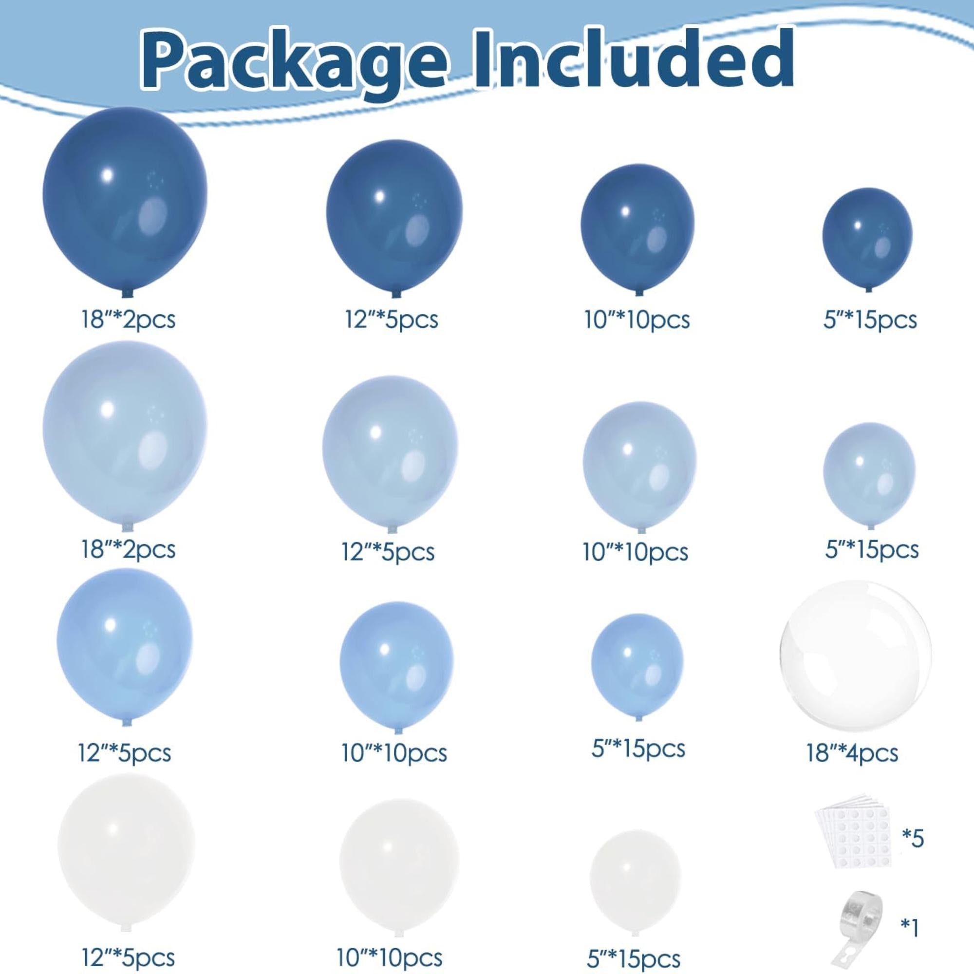 Dusty Blue Balloon Arch Kit Pastel Blue White Garland Party Decor