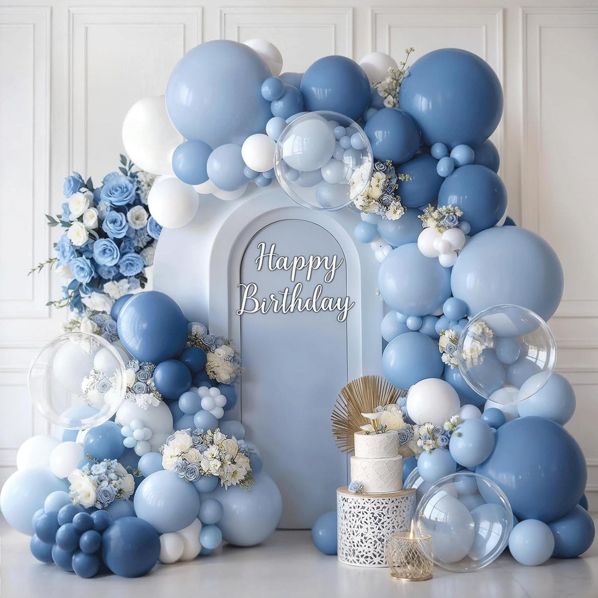 Dusty Blue Balloon Arch Kit Pastel Blue White Garland Party Decor