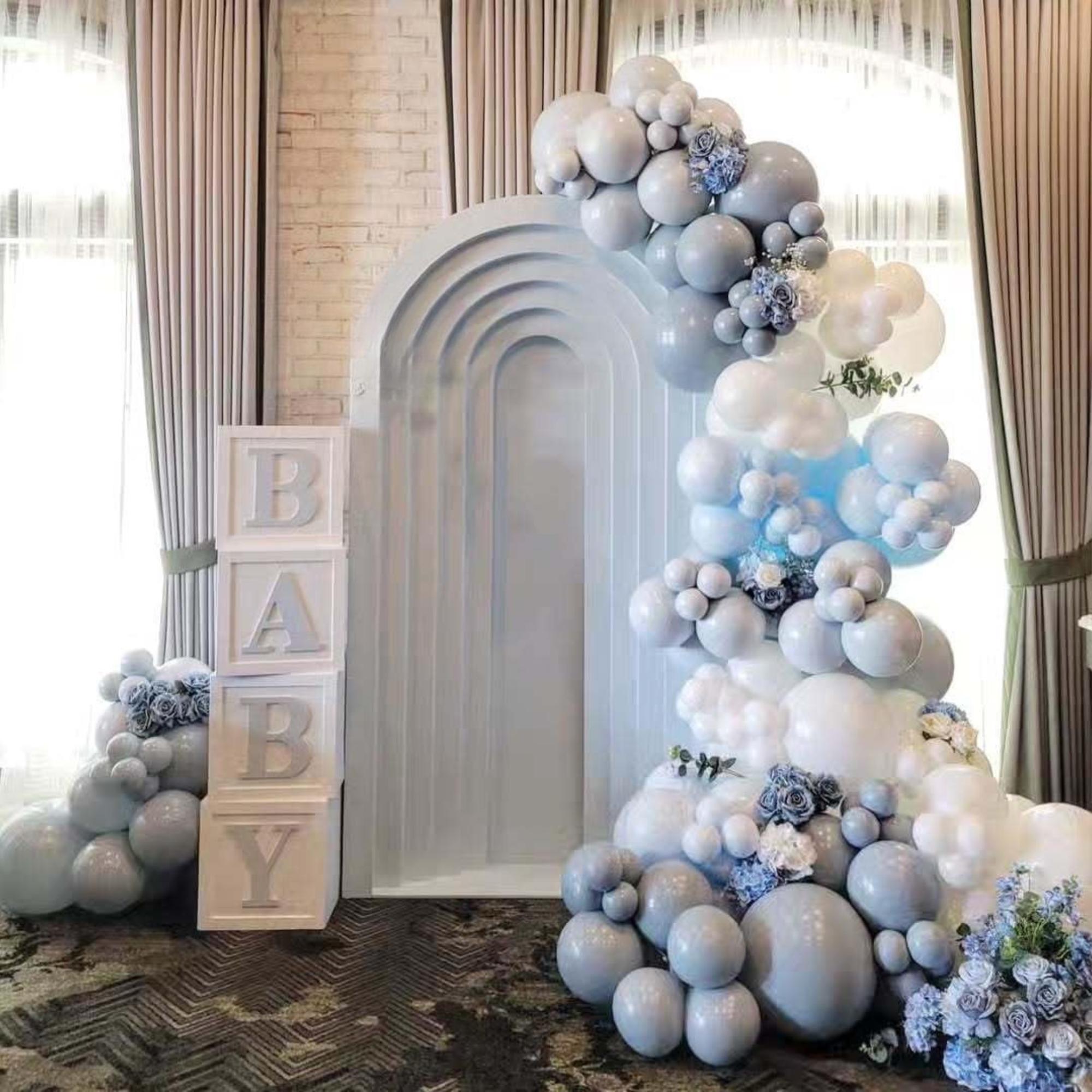 141 Pcs Dusty Blue Balloon Arch Kit Pastel Blue Garland Decor