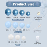 134 Pcs Dusty Blue Metallic Balloon Arch Kit White Garland Decor