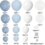 140 Pcs Dusty Blue Balloon Arch Kit Light Blue White Clear Garland