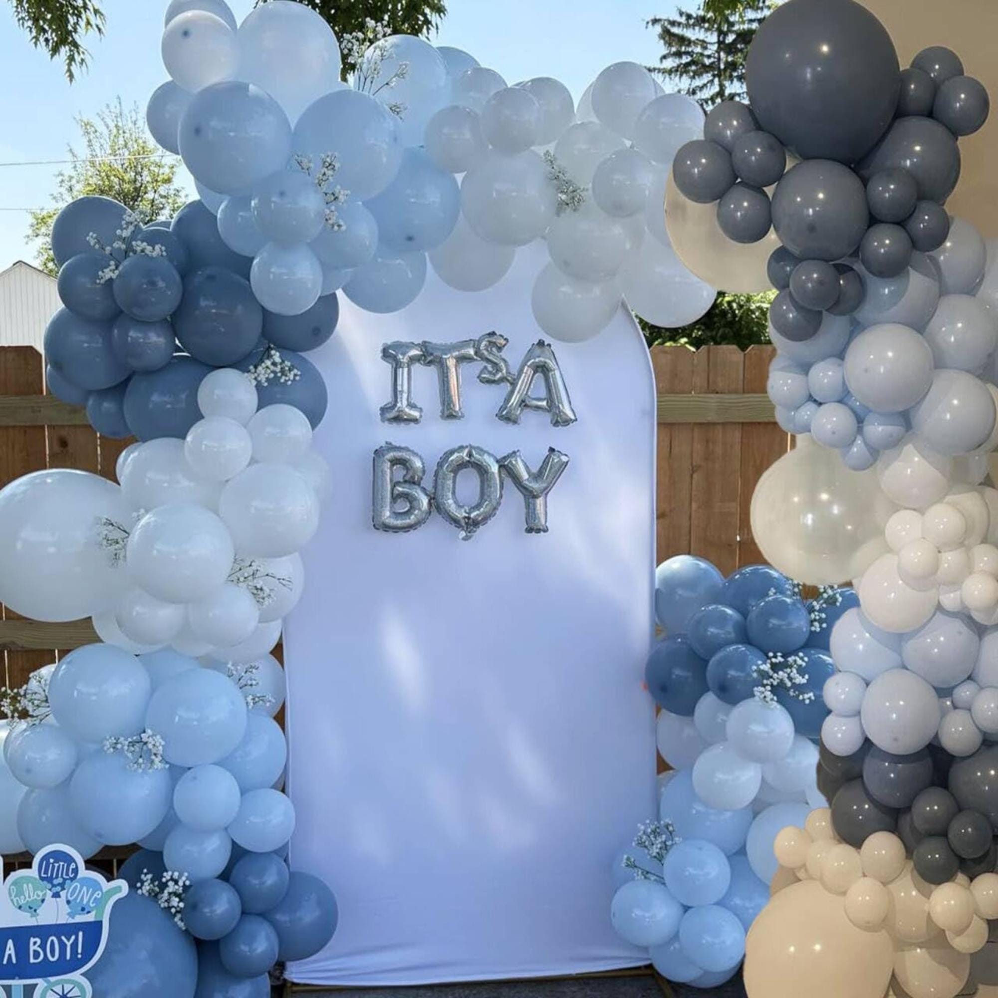 114 Pcs Dusty Blue Balloon Arch Kit Retro Pale Aqua Garland Decor