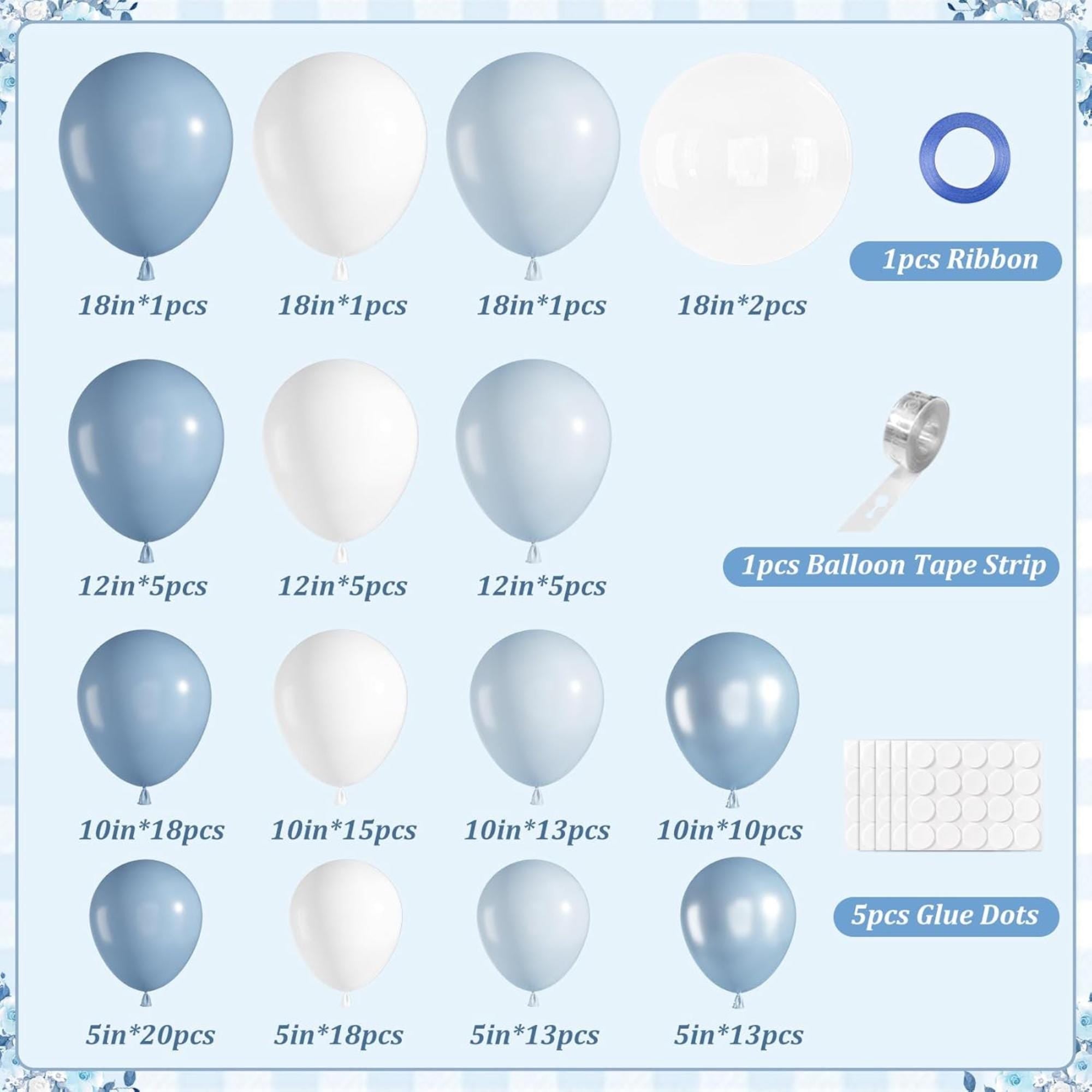 152 Pcs Dusty Blue Balloon Arch Kit Pearl Pastel Blue Garland Decor