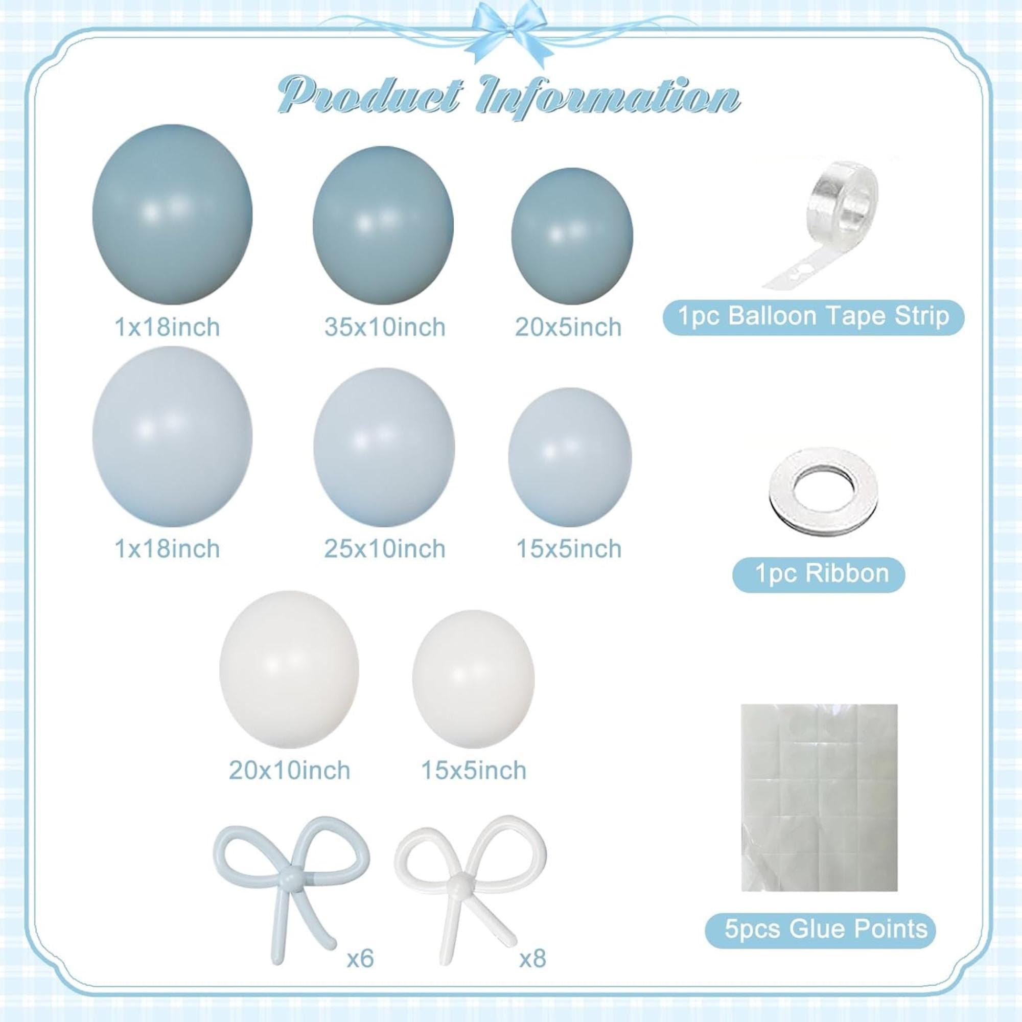 146 Pcs Blue White Balloon Arch Kit Macaron Garland Party Decor