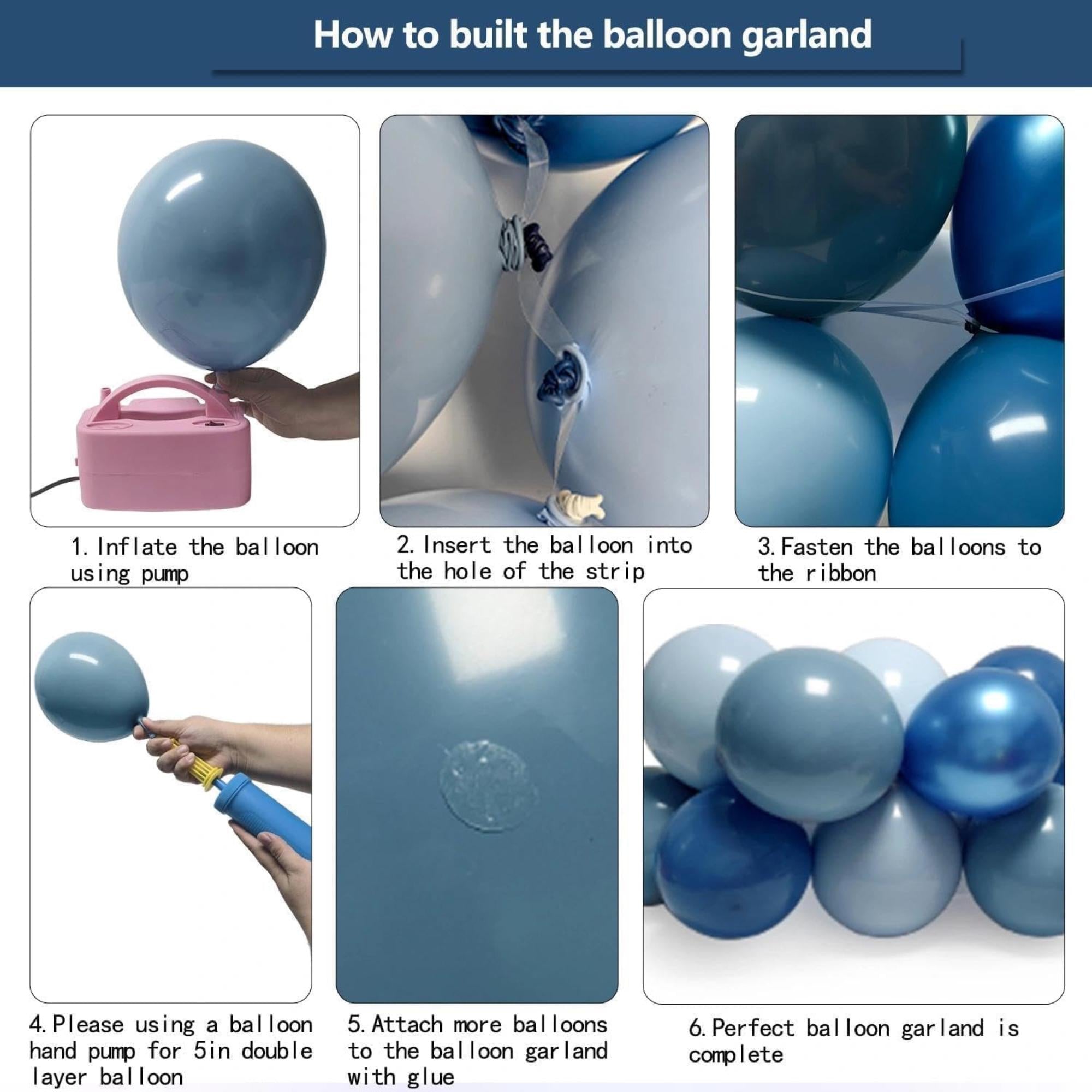 Dusty Blue Double Stuffed Balloon Arch Kit Blueberry Garland Decor