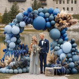 Dusty Blue Double Stuffed Balloon Arch Kit Blueberry Garland Decor
