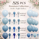 84 Pcs Dusty Blue Double Stuffed Balloon Arch Kit Garland Decor
