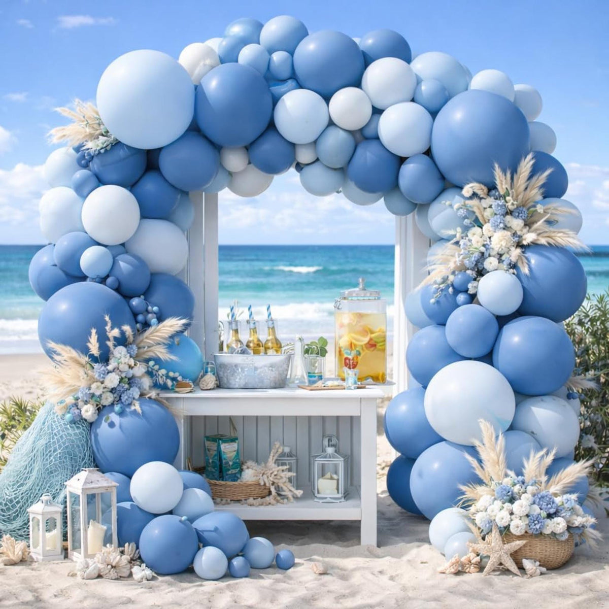 84 Pcs Dusty Blue Double Stuffed Balloon Arch Kit Garland Decor