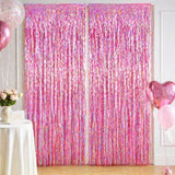 Pink Orange Yellow Confetti Daisy Fringe Curtain Backdrop, Party Decoration