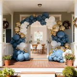 Dusty Blue Balloon Arch Kit 156 Pcs Blue White Gold Baby Shower Decor Sets