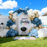 Dusty Blue Balloon Arch Kit 156 Pcs Blue White Gold Baby Shower Decor Sets