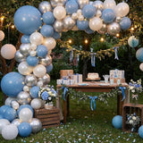 150 Pcs Dusty Blue Balloon Arch Kit Slate Blue Boho Baby Shower Party Decor