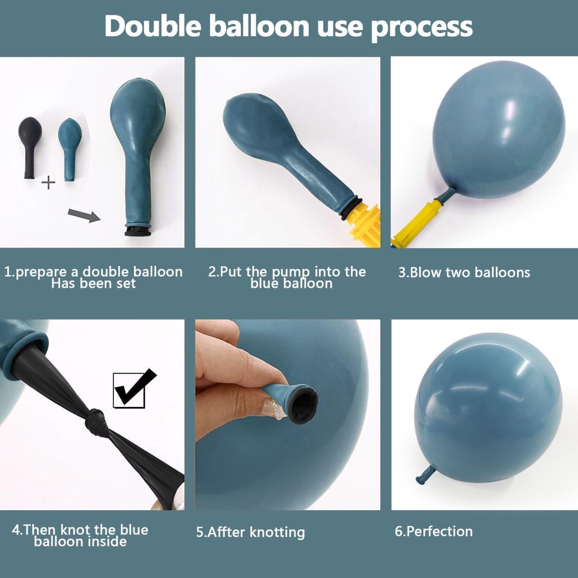Navy Blue Balloon Arch Kit Double Stuffed Light Blue Grey Party Decor Set