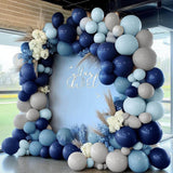 Navy Blue Balloon Arch Kit Double Stuffed Light Blue Grey Party Decor Set