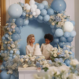 Blue Balloon Arch Kit 155 Pcs Dusty Macaron Blue White Party Decor Set