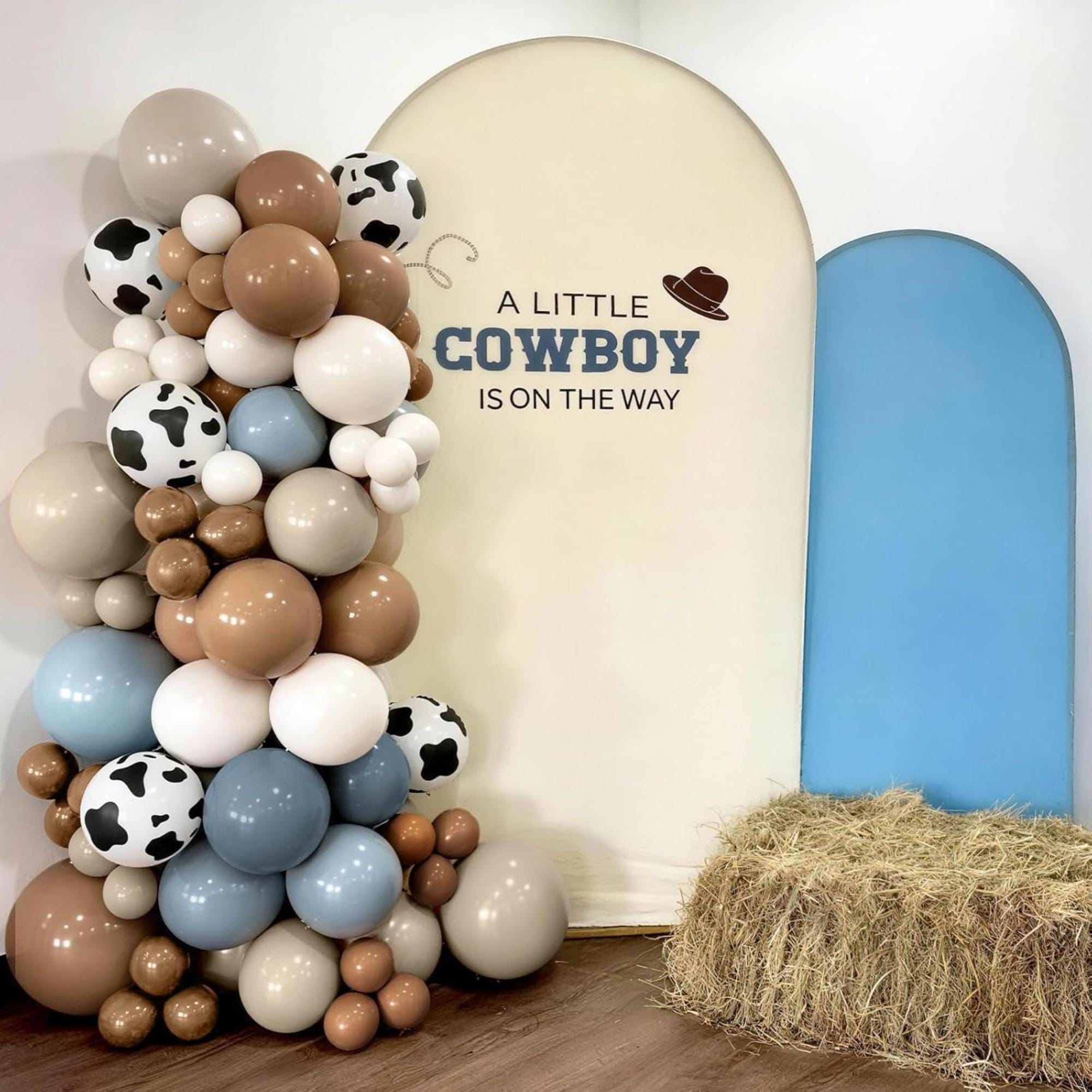 Cowboy Western Balloon Arch Kit Dusty Blue Brown First Rodeo Baby Shower
