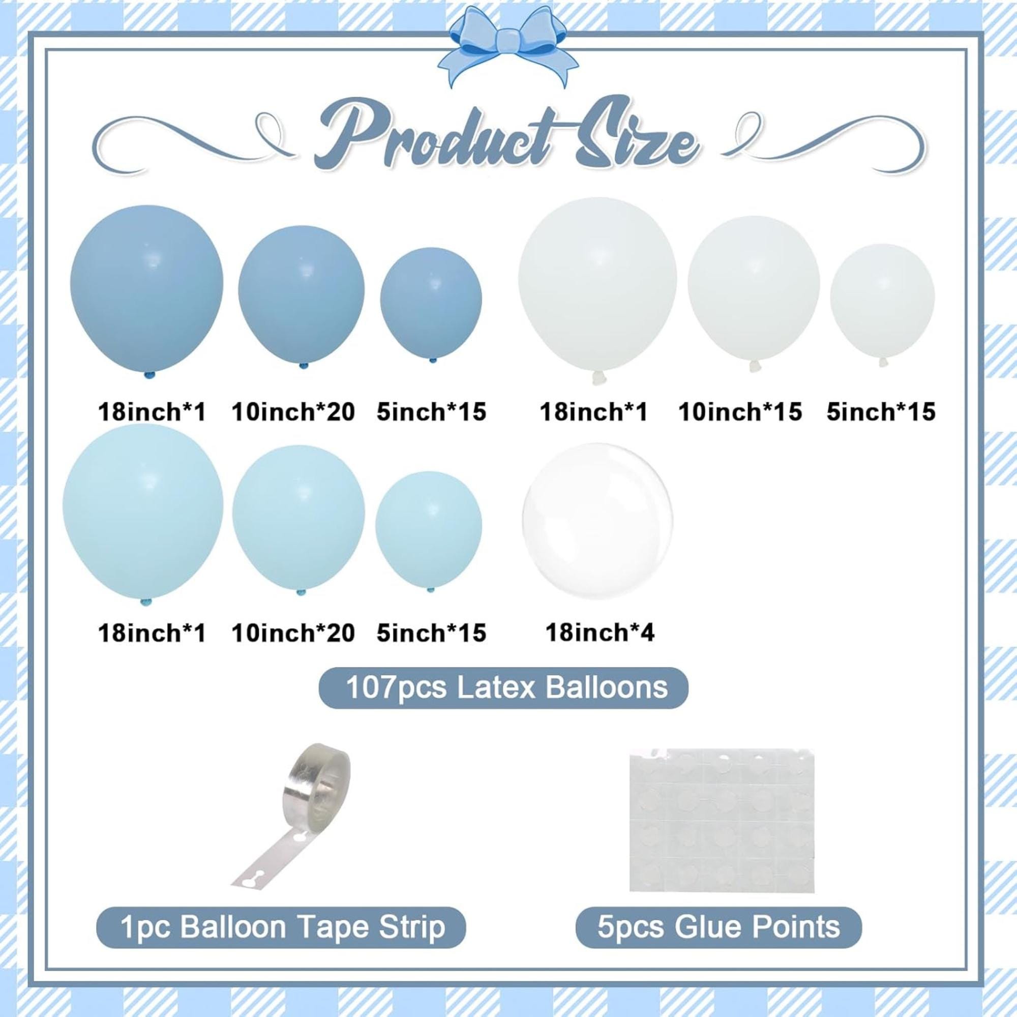 Dusty Blue Balloon Arch Kit 113 Pcs Haze Blue Sand White Party Decor Set