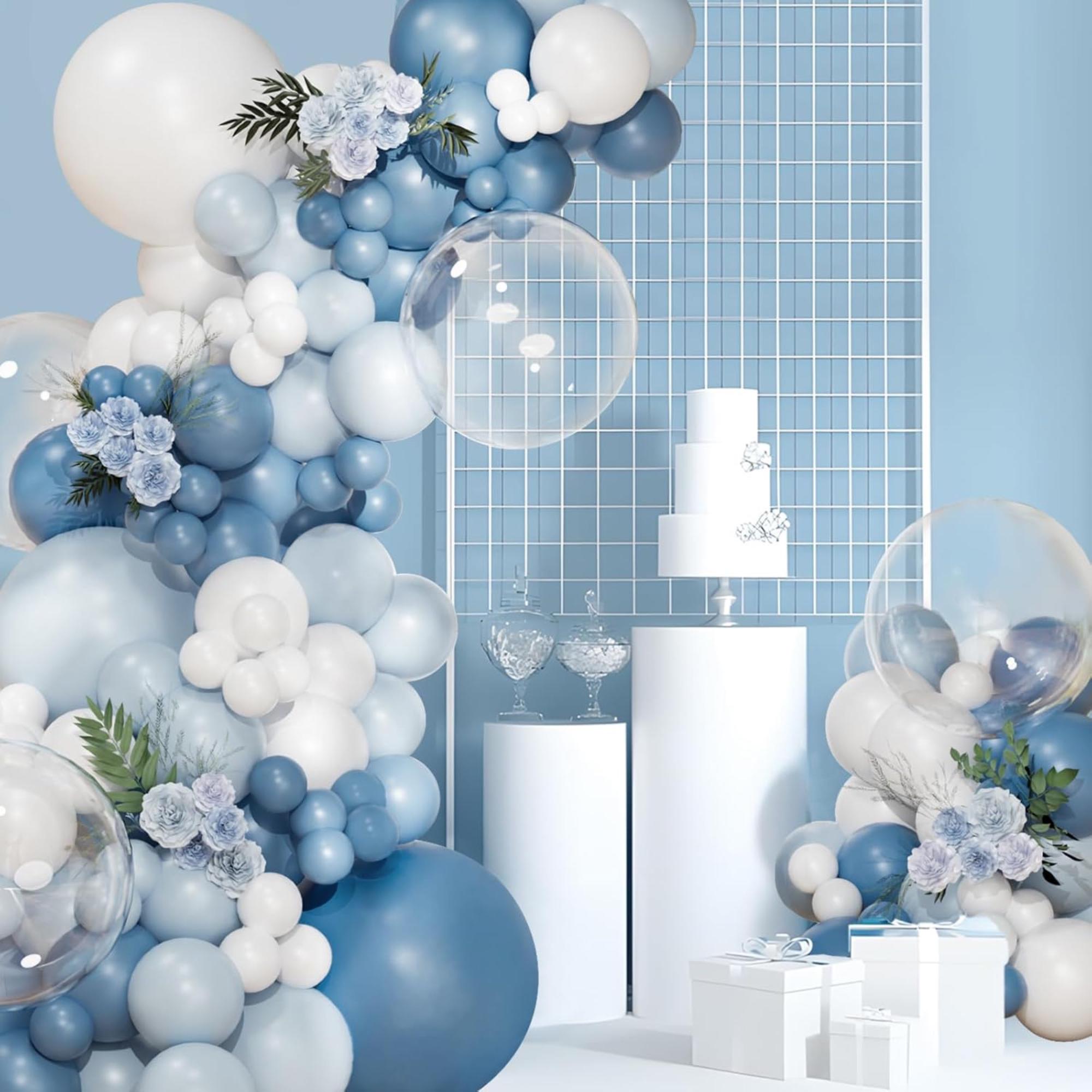Dusty Blue Balloon Arch Kit 113 Pcs Haze Blue Sand White Party Decor Set