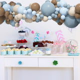 Dusty Blue Brown Balloon Arch Kit 154 Pcs Neutral Bear Baby Shower Decor Set